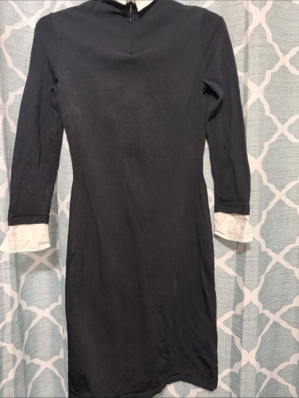 Lauren Ralph Lauren Black Long-Sleeve Dress with White Collar and Cuffs - Picture 5 of 12